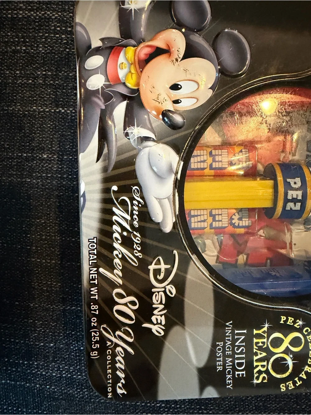 Disney PEZ Mickey 80 Years Collectible Dispenser Set - Black, Red, Yellow, Blue
